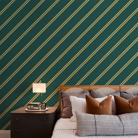 はがせる壁紙 のりなしタイプ アイビーストライプF (49cm×2.5mサイズ) NKH-ASF01 エバーグリーン×イエロー