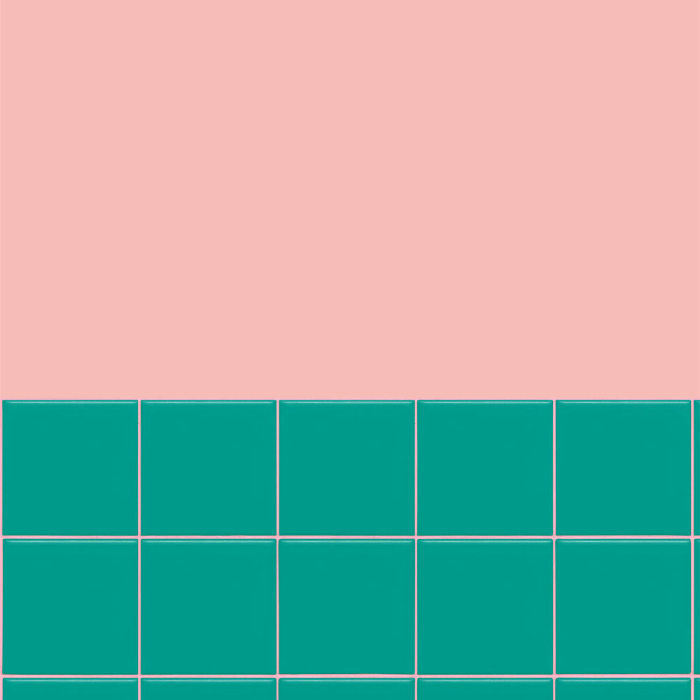 【サンプル】はがせる壁紙 のりなしタイプ カラフルPOPタイル NKH-CP01 ピンク×ターコイズタイル