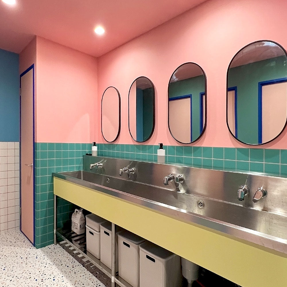 はがせる壁紙 のりなしタイプ カラフルPOPタイル (49cm×3mサイズ) NKH-CP01 ピンク×ターコイズタイル