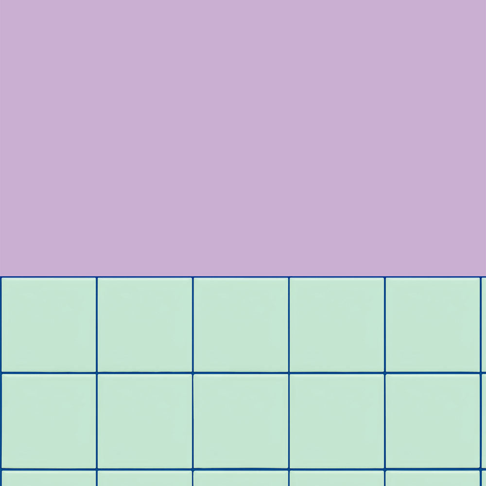 はがせる壁紙 シールタイプ カラフルPOPタイル (49cm×3mサイズ) TKH-CP03 パープル×ミントタイル