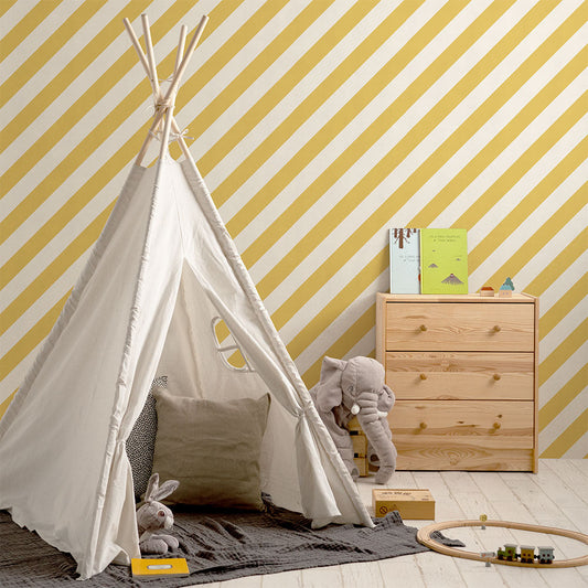 はがせる壁紙 のりなしタイプ キャンディストライプC (49cm×3mサイズ) NKH-CSC01 イエロー