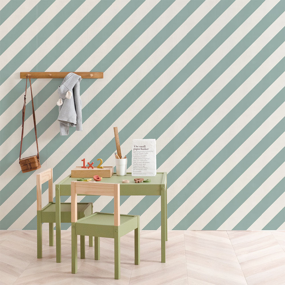 はがせる壁紙 のりなしタイプ キャンディストライプC (49cm×3mサイズ) NKH-CSC03 グリーン