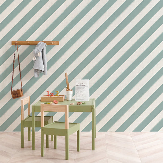 はがせる壁紙 のりなしタイプ キャンディストライプC (49cm×3mサイズ) NKH-CSC03 グリーン