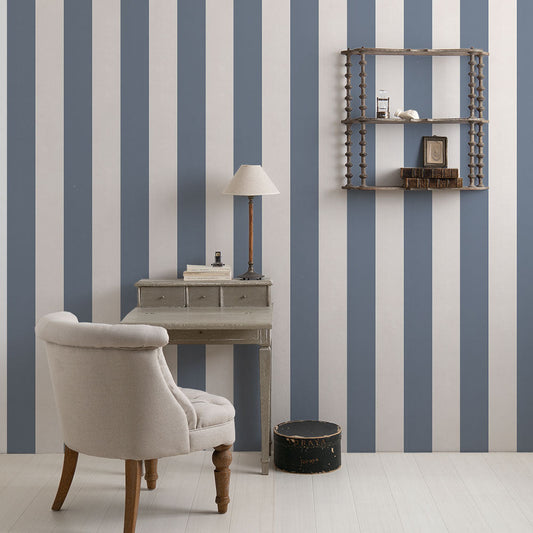 はがせる壁紙 のりなしタイプ ロンドンストライプW2 (49cm×2.5mサイズ) NKH-LS201 ブルーグレー