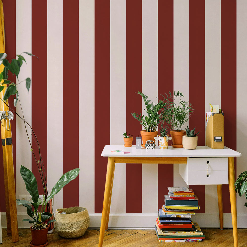はがせる壁紙 のりなしタイプ ロンドンストライプW2 (49cm×3mサイズ) NKH-LS204 バーガンディ