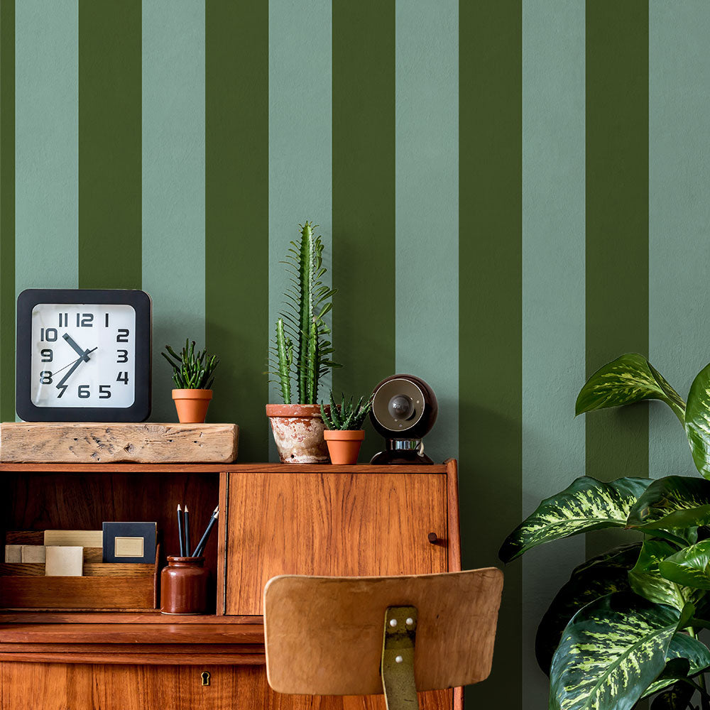 はがせる壁紙 のりなしタイプ ロンドンストライプW2 (49cm×2.5mサイズ) NKH-LS207 グリーン×ライトブルー