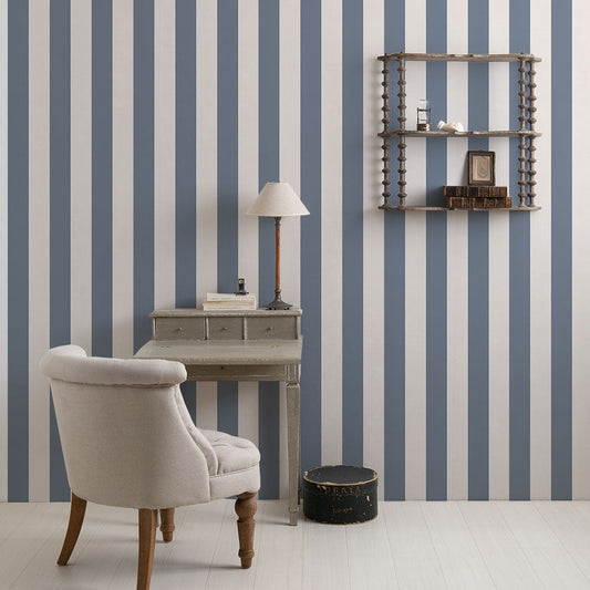 はがせる壁紙 のりなしタイプ ロンドンストライプW3 (49cm×2.5mサイズ) NKH-LS301 ブルーグレー