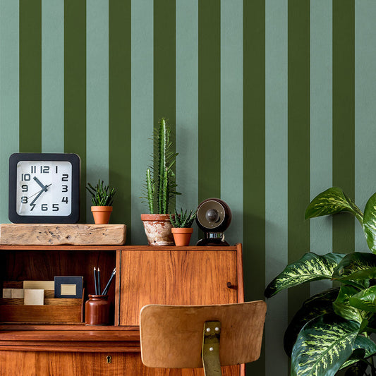 はがせる壁紙 のりなしタイプ ロンドンストライプW3 (49cm×3mサイズ) NKH-LS307 グリーン×ライトブルー