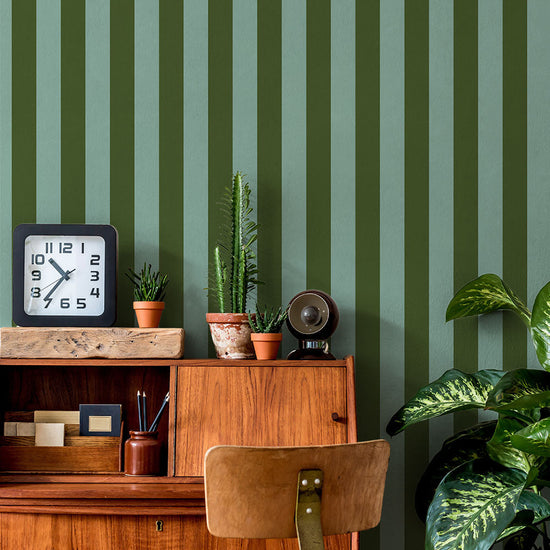 はがせる壁紙 のりなしタイプ ロンドンストライプW4 (49cm×2.5mサイズ) NKH-LS407 グリーン×ライトブルー