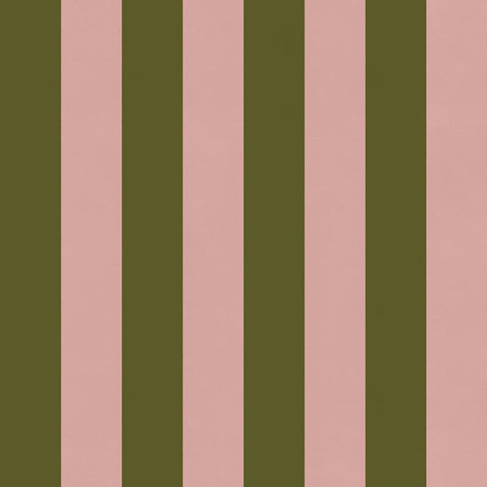 【サンプル】はがせる壁紙 のりなしタイプ ロンドンストライプW4 NKH-LS408 モスグリーン×ピンク