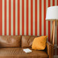 はがせる壁紙 のりなしタイプ ロンドンストライプW4 (49cm×2.5mサイズ) NKH-LS409 レッド×ベージュ