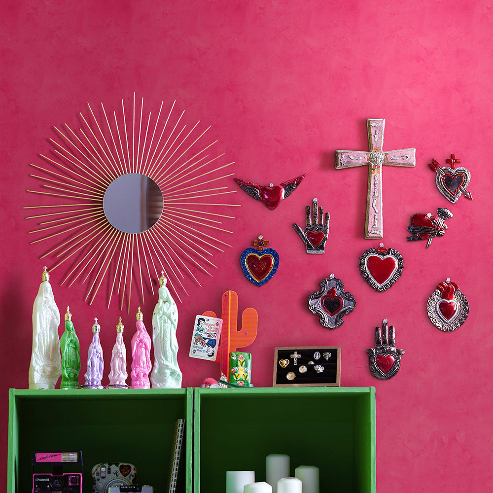 貼りやすいフリース壁紙（のりなし） メキシカントーン (49cm×3mサイズ) NKH-MT03 メキシカンピンク