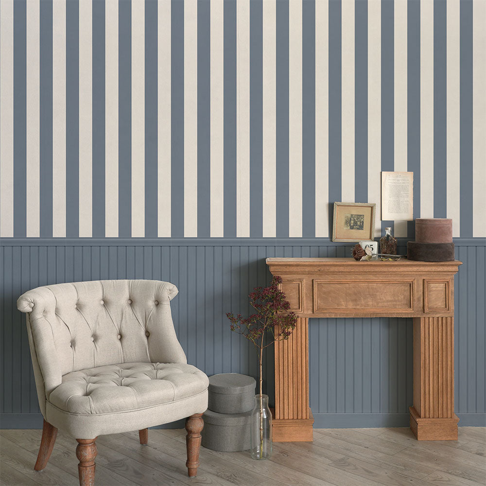 はがせる壁紙 のりなしタイプ ストライプ切り替えパネル (49cm×3mサイズ) NKH-SPK01 ブルーグレー