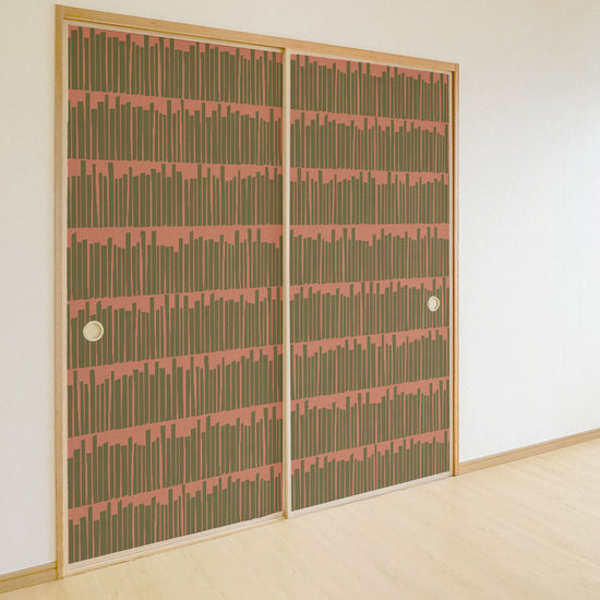 ふすまリメイクシート ふすま紙のりなしタイプ Bookshelf ダスティサーモン (約185cm×94cm) KTST-BS-01