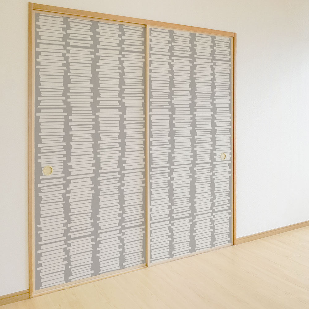 ふすまリメイクシート ふすま紙のりなしタイプ Tsundoku グレー (約185cm×94cm) KTST-BS-06