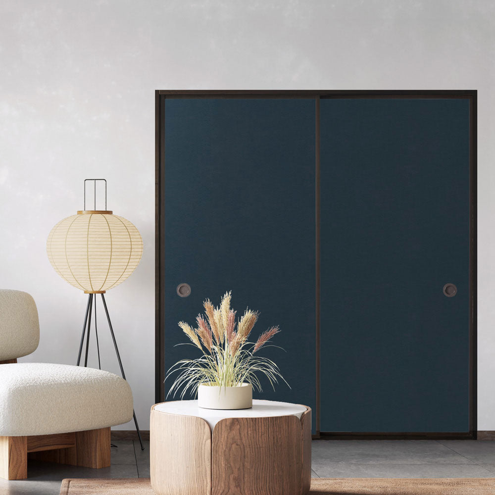 ふすまリメイクシート ふすま紙のりなしタイプ 檀紙 紺色 (約185cm×94cm)