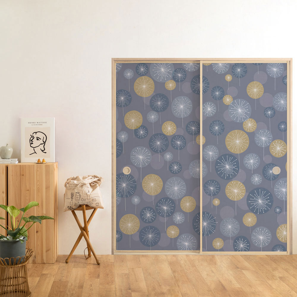 ふすまリメイクシート ふすま紙のりなしタイプ 大正ロマン つながる2柄 花火Ａ (約185cm×94cm)