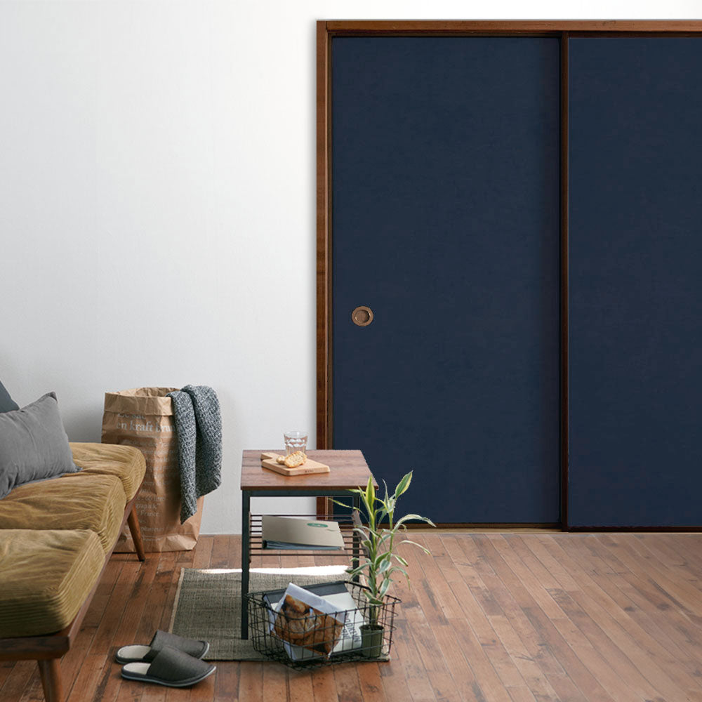 ふすまリメイクシート ふすま紙のりなしタイプ 雲龍紙 紺色 (約185cm×94cm)