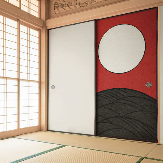 ふすまリメイクシート ふすま紙のりなしタイプ HANAFUDA 芒に月  (約185cm×94cm) KTST-HF-08