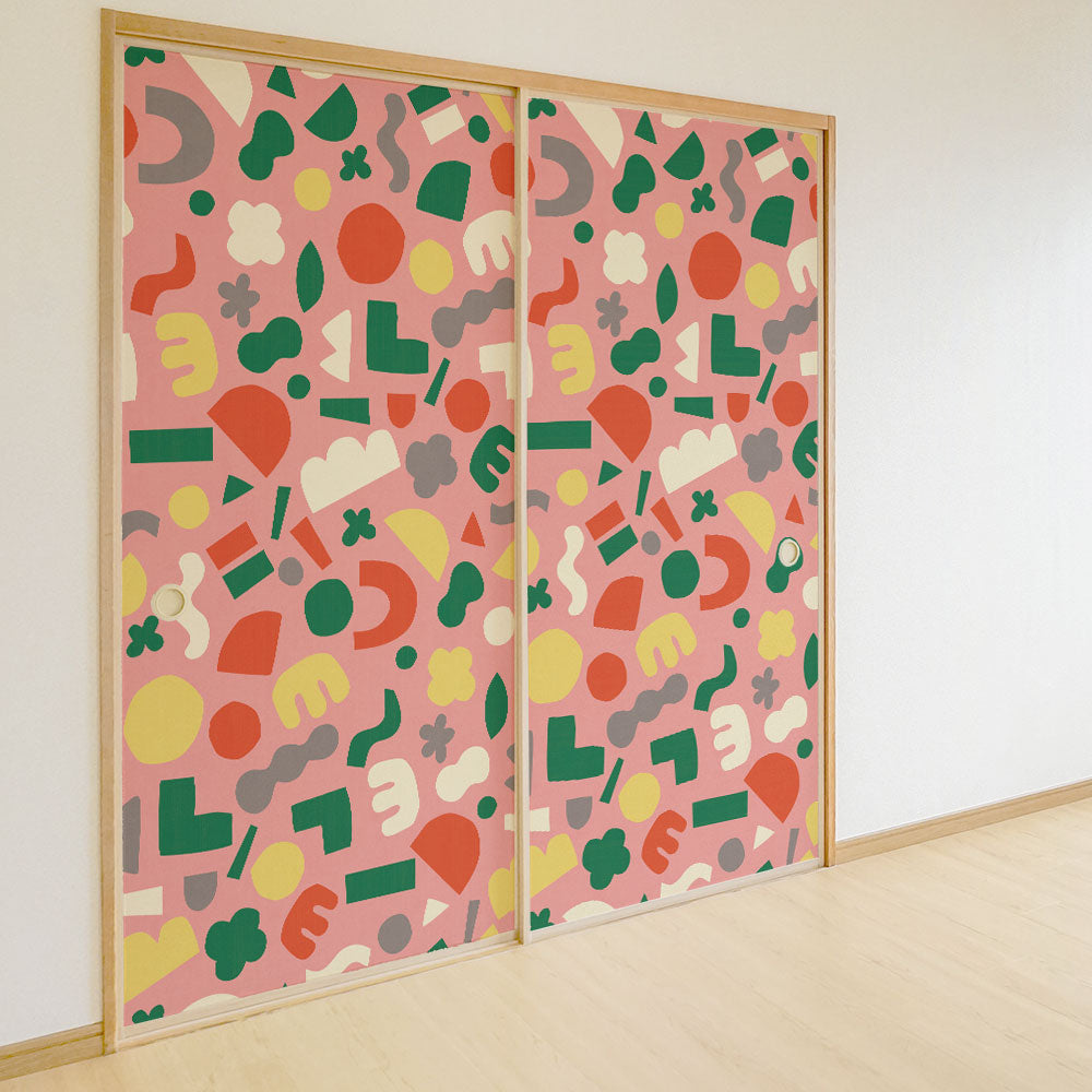 ふすまリメイクシート ふすま紙のりなしタイプ Mazemaze ミックス (約185cm×94cm) KTST-MZ-04