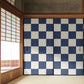 ふすまリメイクシート ふすま紙のりなしタイプ WAGARA 市松 紺×白 (約185cm×94cm) KTST-WF-09