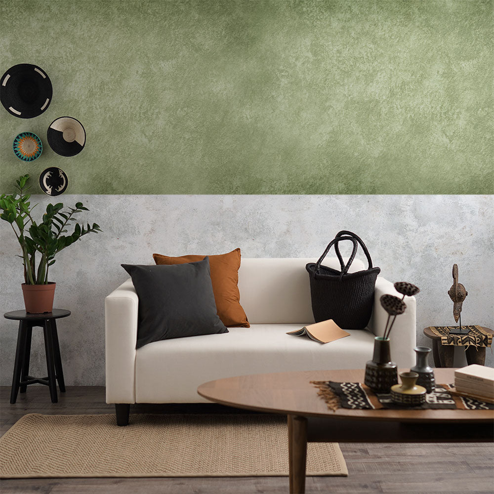 【サンプル】はがせるミューラル壁紙 のりなし ビンテージコンクリート サンド&モス NSO-G00056