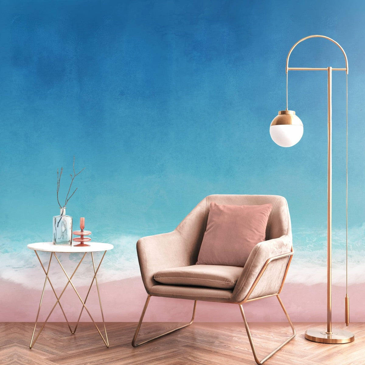 はがせるミューラル壁紙 のりなし Pink Beach NSO-G00066