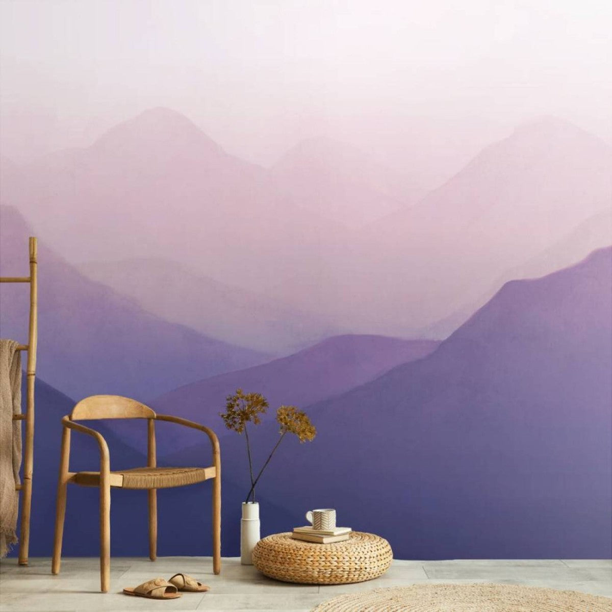 はがせるミューラル壁紙 のりなし Mountain Range Purple NSO-G00072