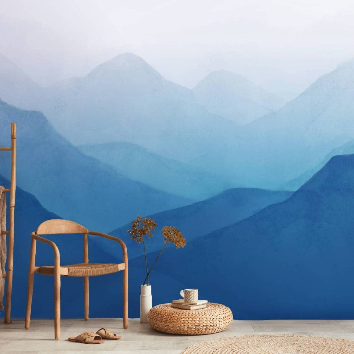 【サンプル】はがせるミューラル壁紙 のりなし Mountain Range Blue NSO-G00073