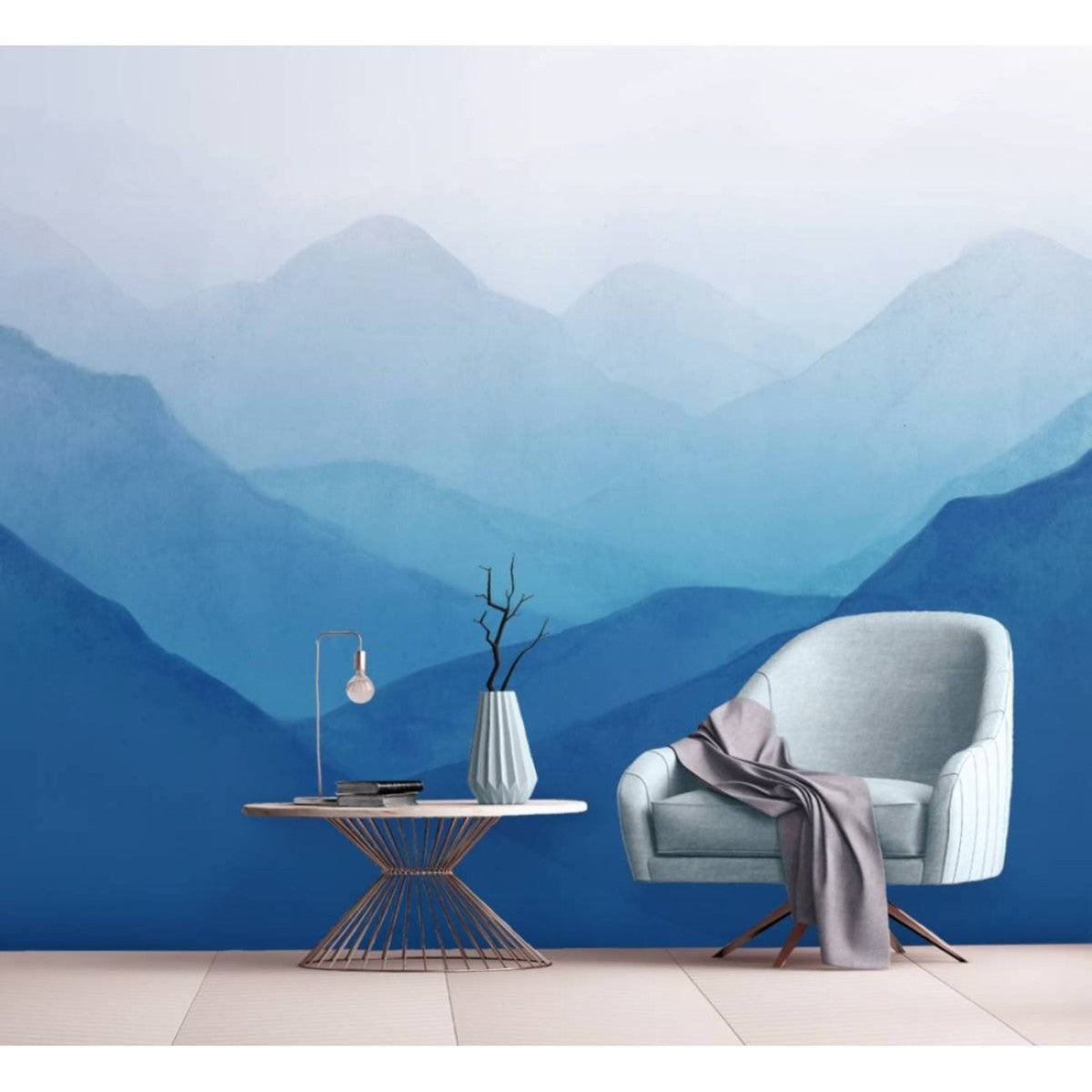 はがせるミューラル壁紙 のりなし Mountain Range Blue NSO-G00073