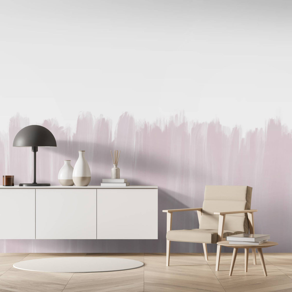 【サンプル】はがせるミューラル壁紙 のりなし Brush Strokes Light Mauve NSO-G00075