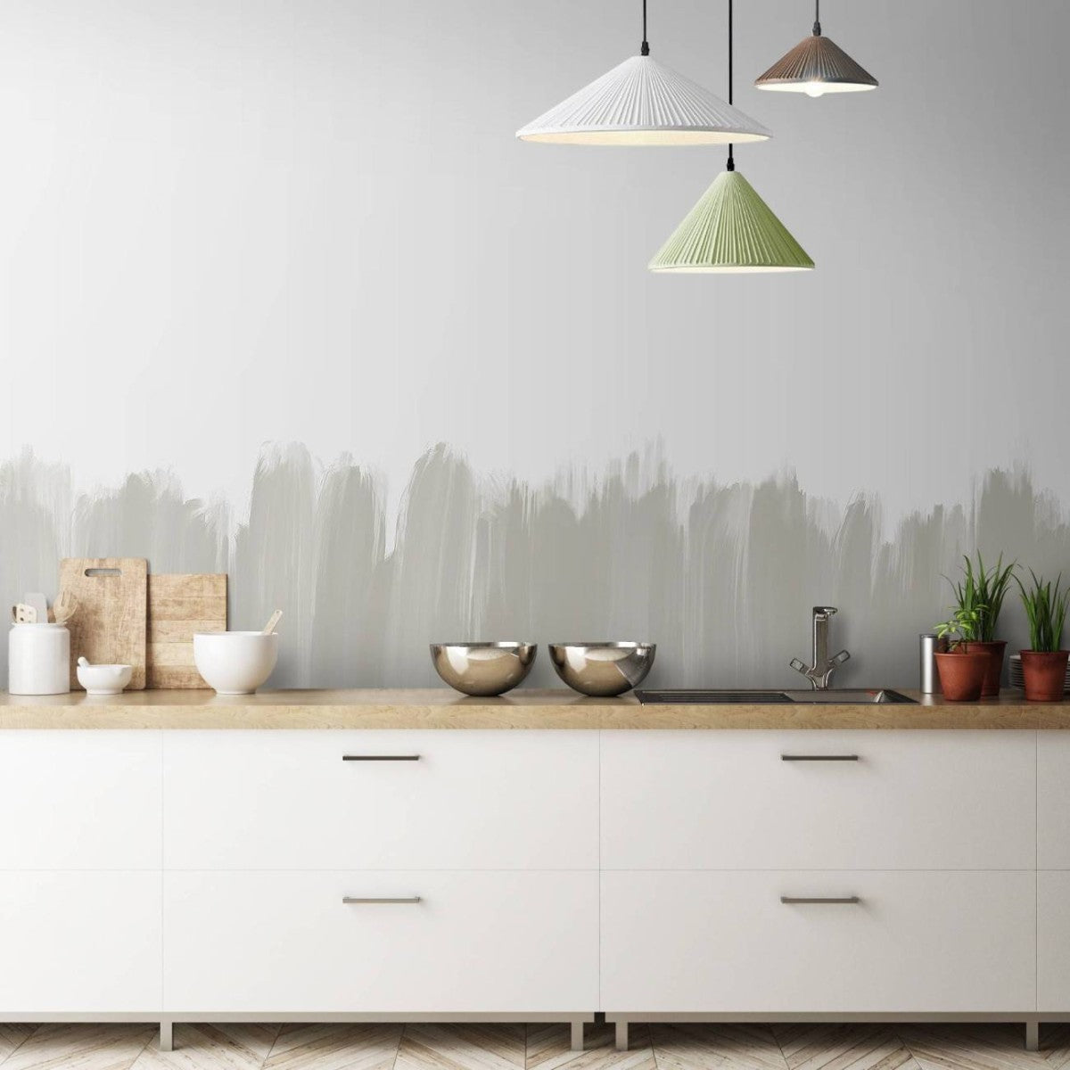 はがせるミューラル壁紙 のりなし Brush Strokes Sage NSO-G00076