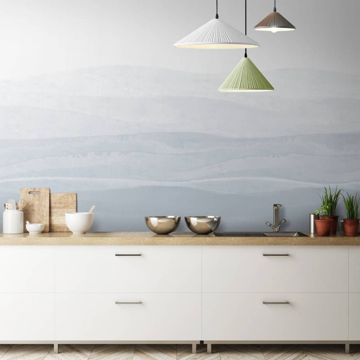 はがせるミューラル壁紙 のりなし Tide Misty Blue NSO-G00086