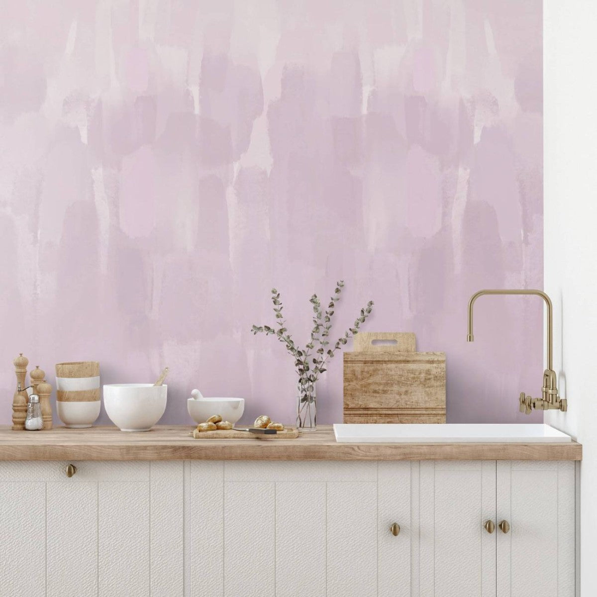 はがせるミューラル壁紙 のりなし Abstract Gouache Light Mauve NSO-G00094