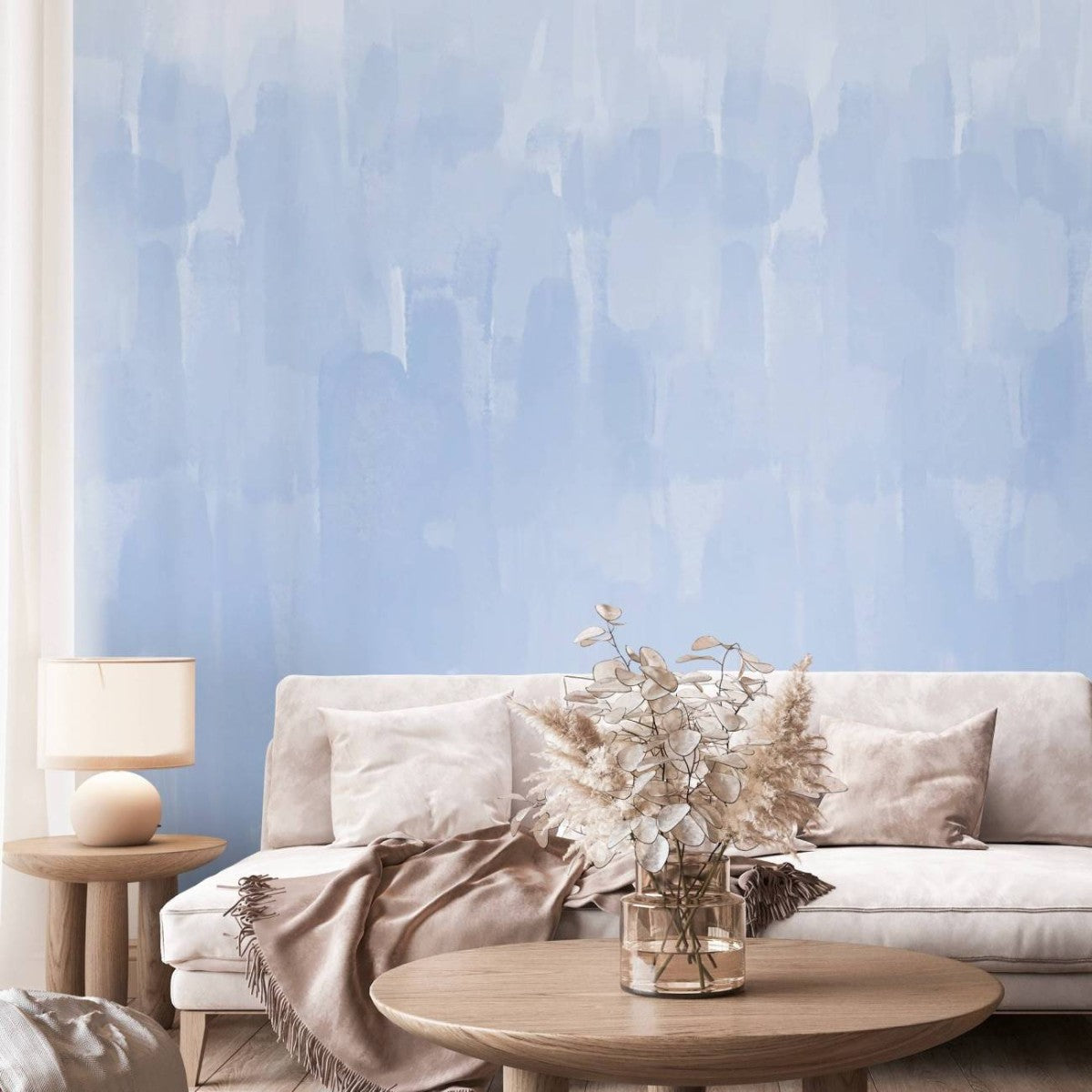 はがせるミューラル壁紙 のりなし Abstract Gouache Carolina Blue NSO-G00096