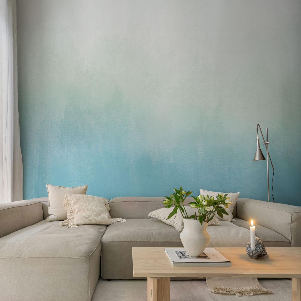 はがせるミューラル壁紙 のりなし Watercolor Wash Sky Blue NSO-G00099