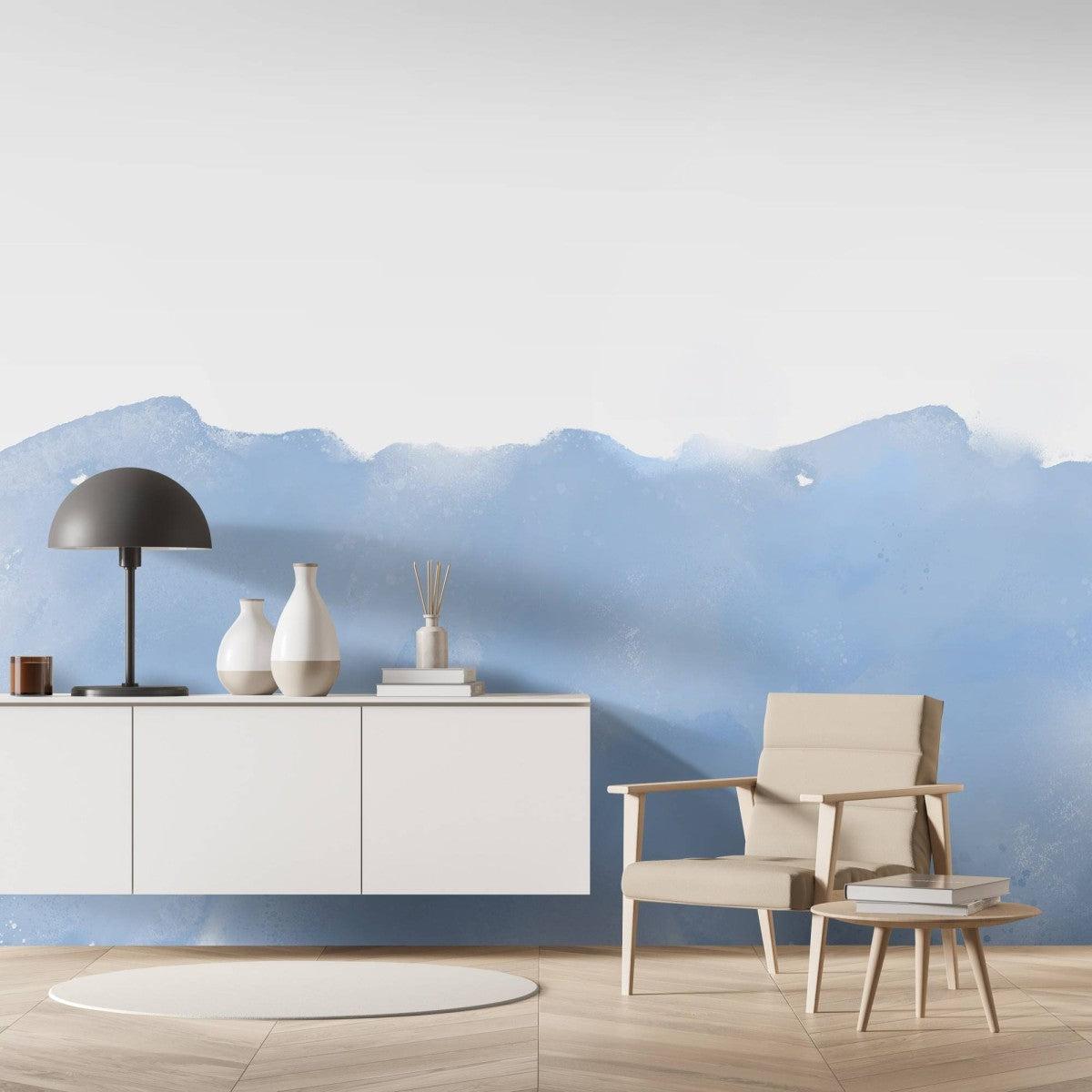 【サンプル】はがせるミューラル壁紙 のりなし Half Painted Carolina Blue NSO-G00104