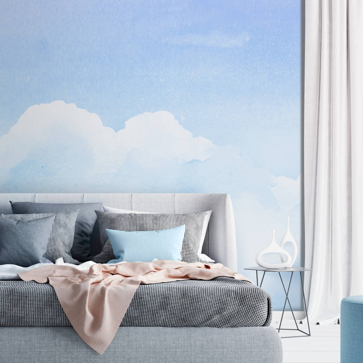 はがせるミューラル壁紙 のりなし Watercolor Sky Blue NSO-G00106