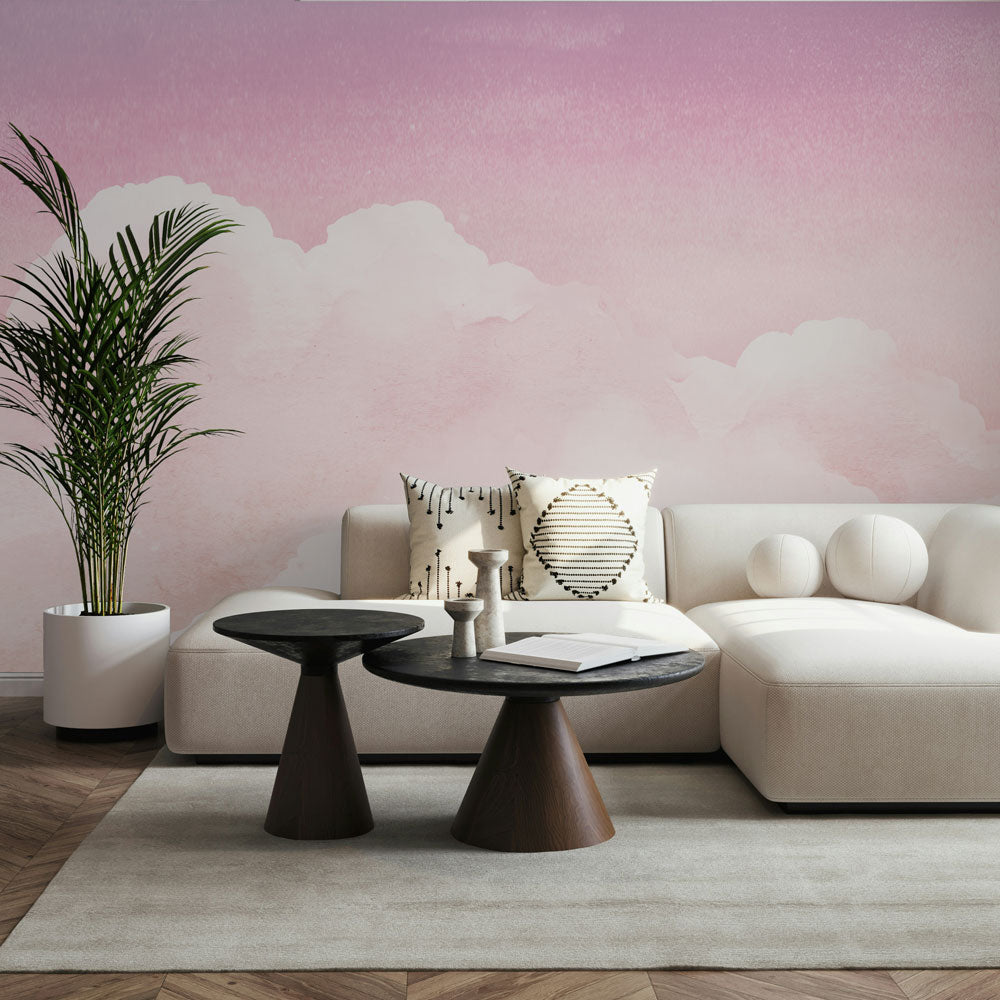 【サンプル】はがせるミューラル壁紙 のりなし Watercolor Sky Pink NSO-G00108