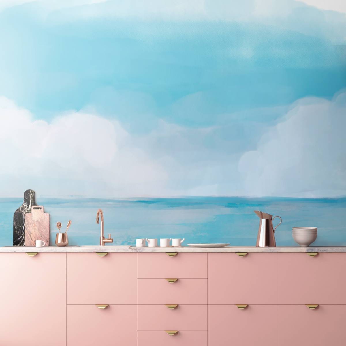 はがせるミューラル壁紙 のりなし Sea Horizon Azure NSO-G00117