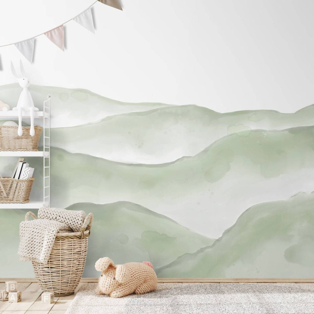 はがせるミューラル壁紙 のりなし Hills Sage Green NSO-G00119