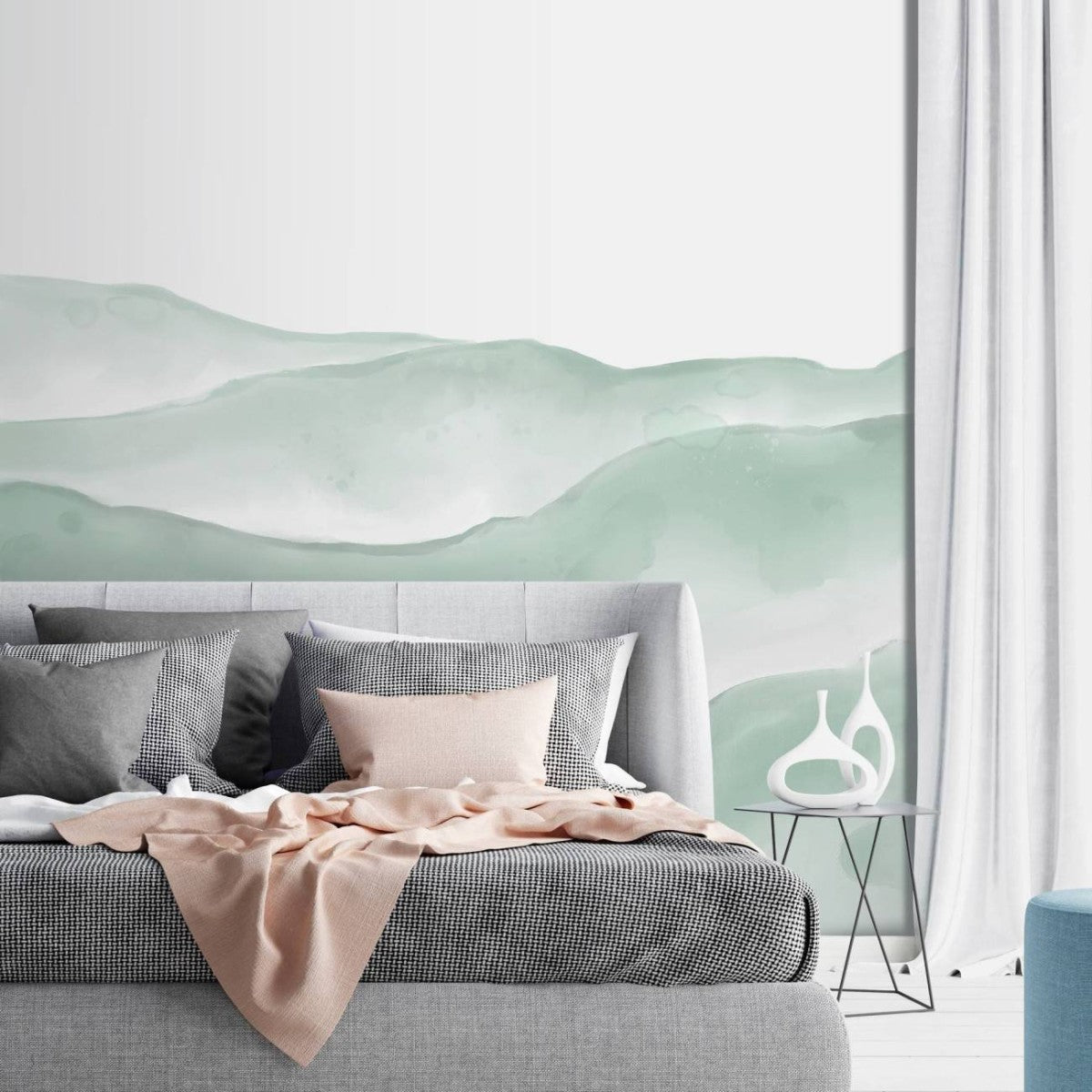 はがせるミューラル壁紙 のりなし Hills Jade Green NSO-G00120