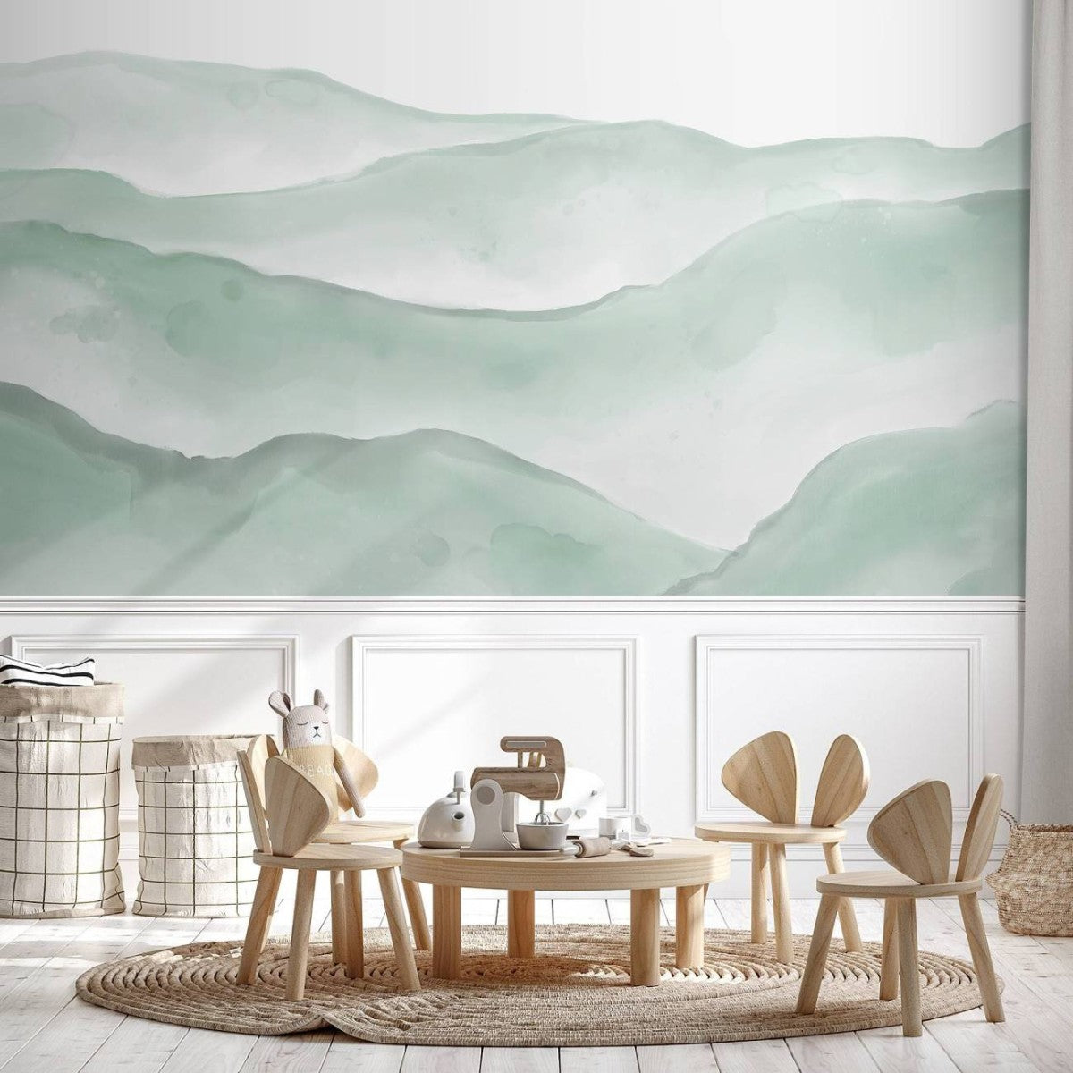 はがせるミューラル壁紙 のりなし Hills Jade Green NSO-G00120