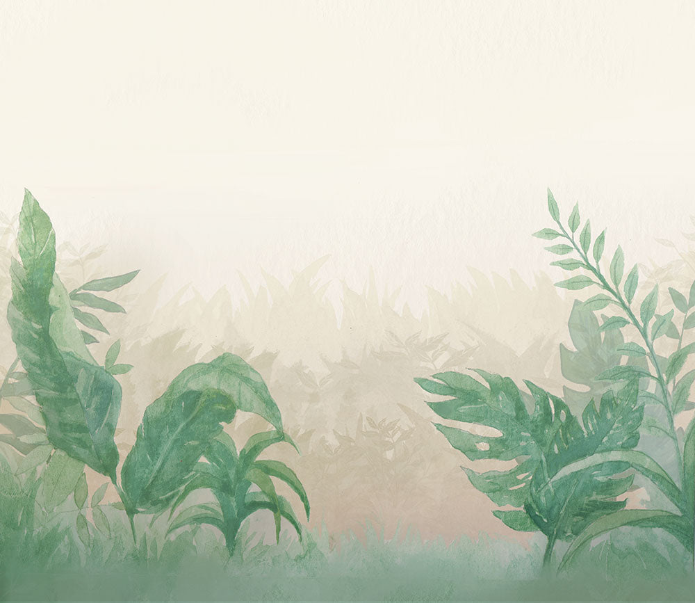 はがせるミューラル壁紙 のりなし Jungle Watercolor Evergreen NSO-G00125