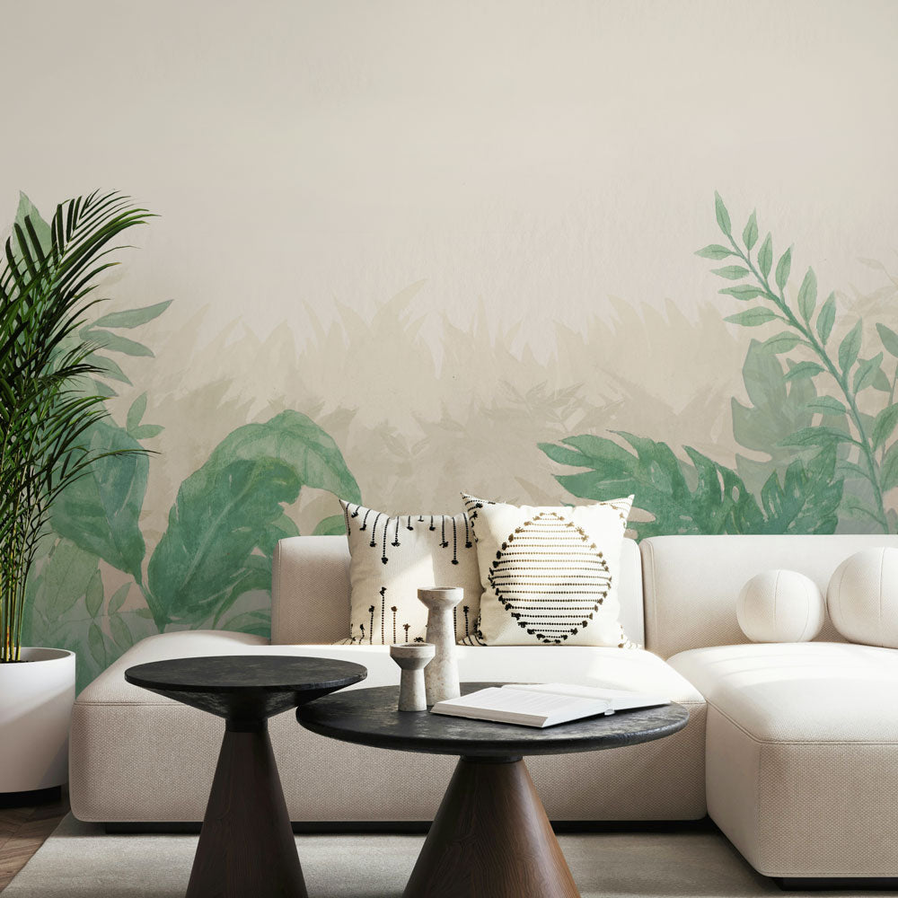 はがせるミューラル壁紙 のりなし Jungle Watercolor Evergreen NSO-G00125