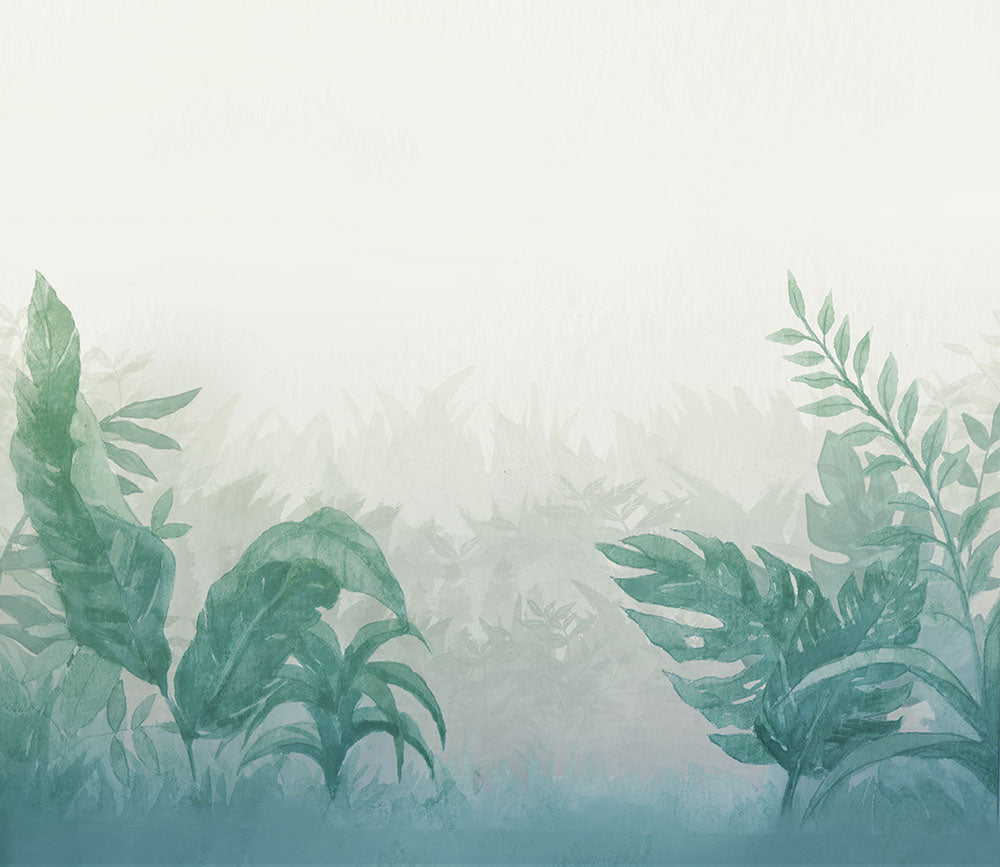 はがせるミューラル壁紙 のりなし Jungle Watercolor Turquoise NSO-G00126