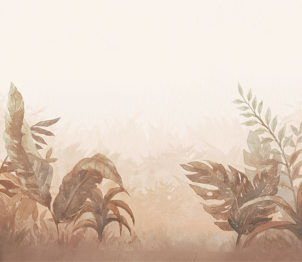 はがせるミューラル壁紙 のりなし Jungle Watercolor Sepia NSO-G00127