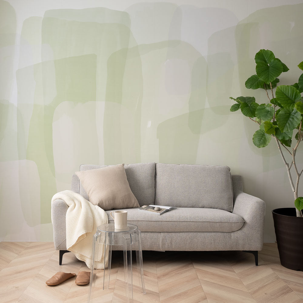 はがせるミューラル壁紙 のりなし Abstract Squares Green NSO-G00129