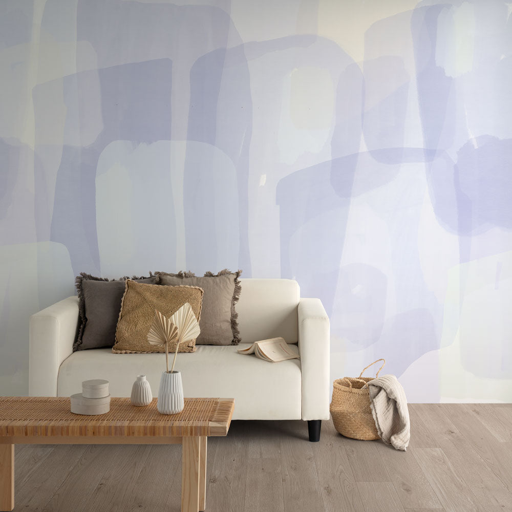 はがせるミューラル壁紙 のりなし Abstract Squares Periwinkle NSO-G00130