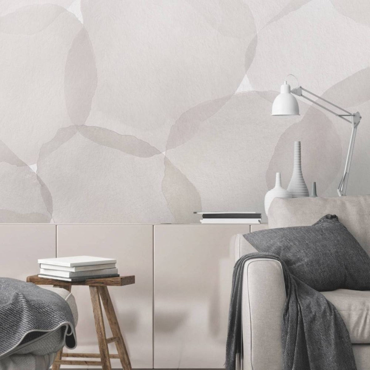 はがせるミューラル壁紙 のりなし Abstract Circles Gray NSO-G00134